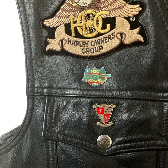 Harley Davidson Police Motorcycle Vest Size XL Patched Leather Blue Knights - Picture 5 of 16